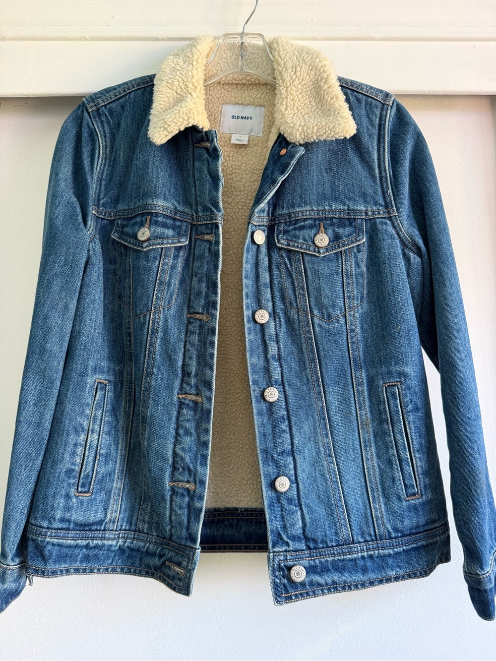 Old Navy Blue Denim Sherpa-Lined Jacket